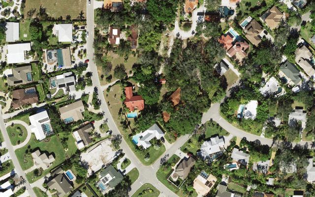 Venice beachfront — town grid behind